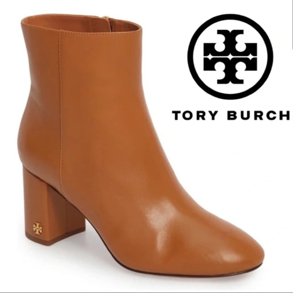 Tory Burch Brooke Ankle Booties Calf Leather- Tan - Picture 1 of 10